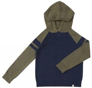 NEW ME & HENRY boys pedro striped hooded sweater in green/navy